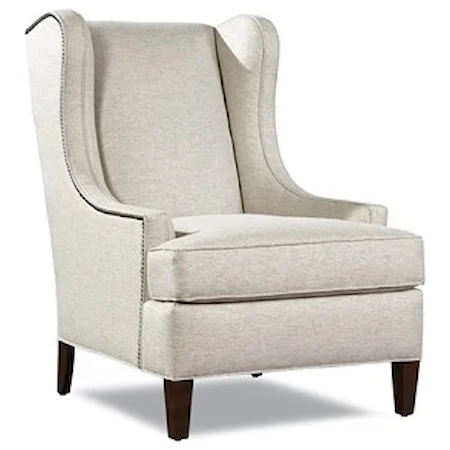 Transitional Wing Chair with Nailhead Border